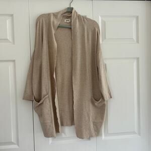 PACT Organic Cotton Airplane Cardigan Women's XS/S Oatmeal Lightweight Stretch